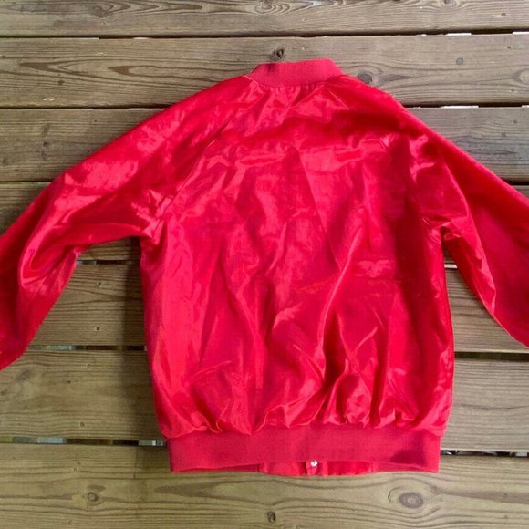 CARDINAL Vintage 50's 60's USA Made RED Satin Jacket Lined Windbreaker Sz.Large - Picture 7 of 15